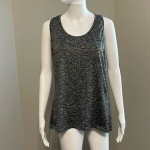 Marled Black Workout Yoga Barre Exercise Running Top, Size Large, Comfortable
